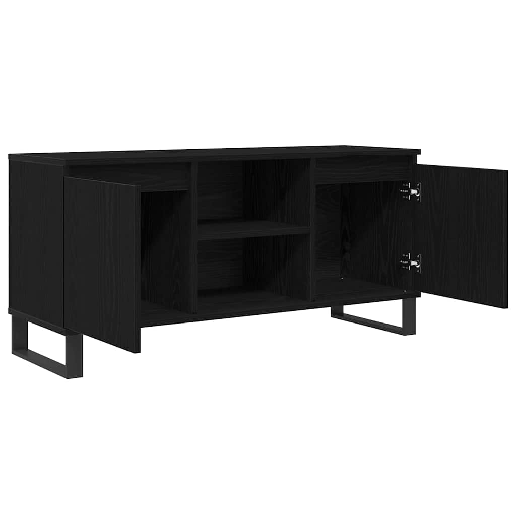 Cabinet TV Stejar Negru 104 x 35 x 50 cm Lemn compozit — imaginea 6
