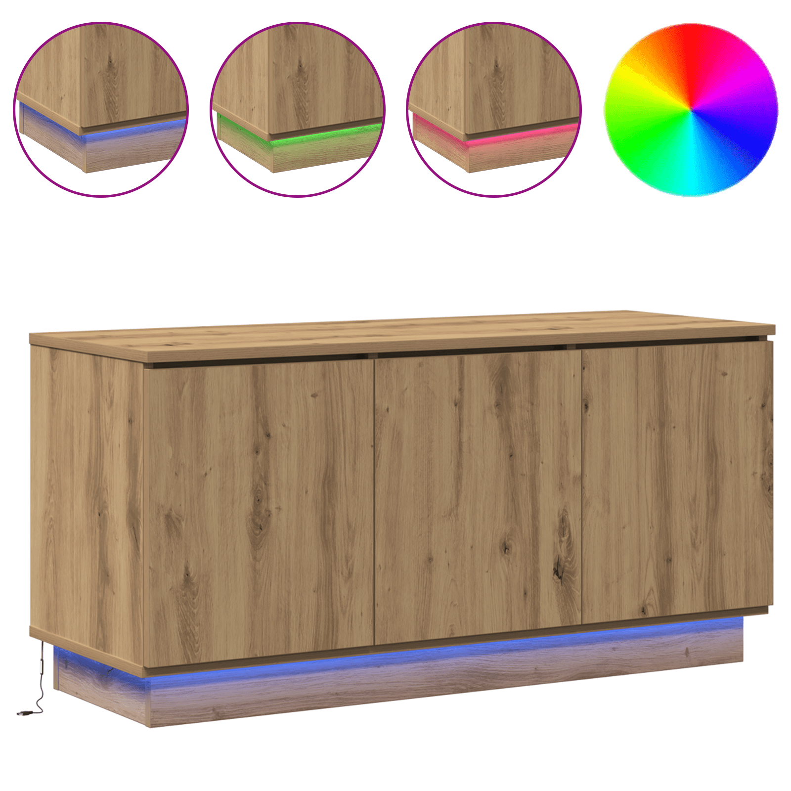Cabinet TV Stejar Artisanal 100x38x49 cm Lemn Prelucrat — imaginea 4