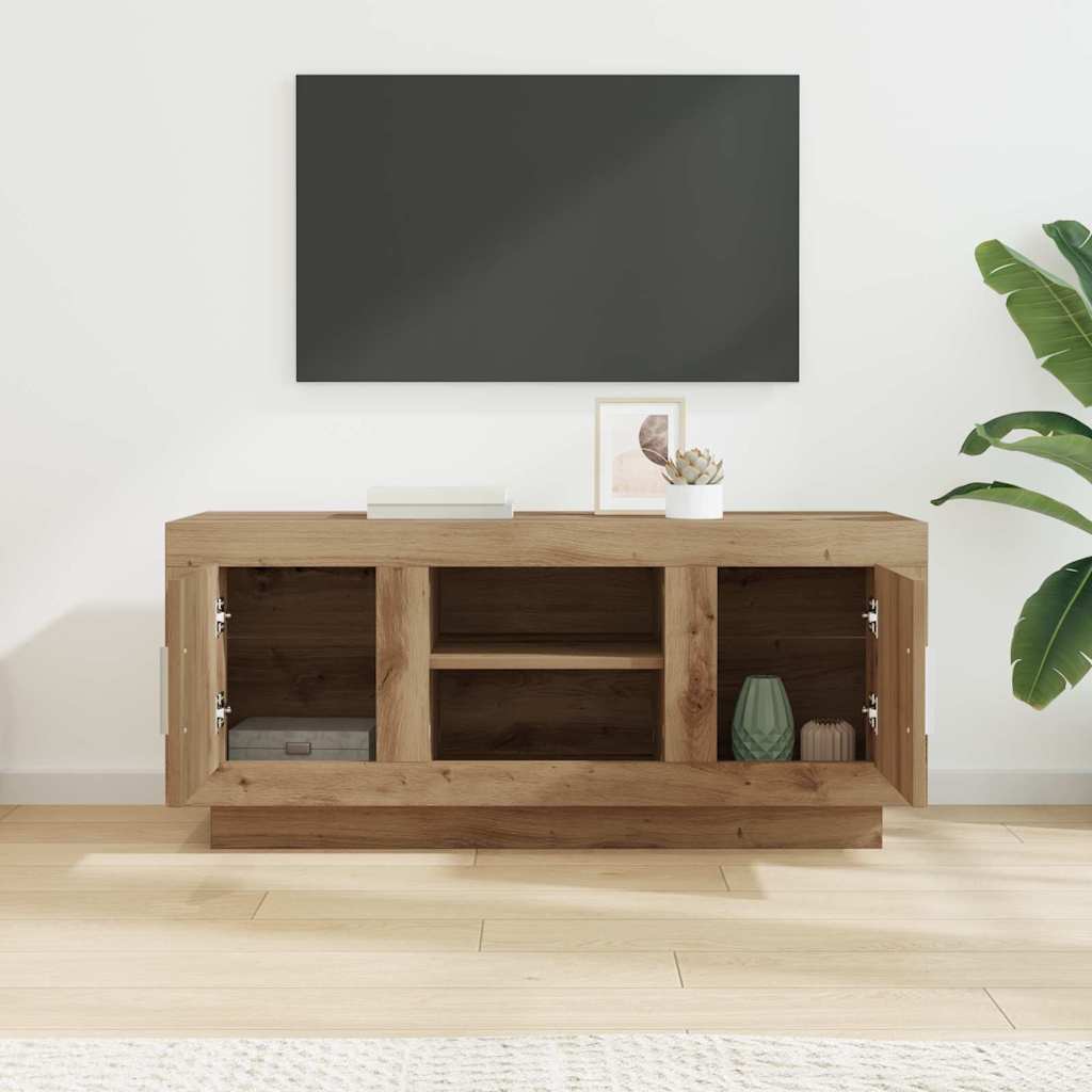 Cabinet TV Stejar Artizanal 102 x 35 x 45 cm Lemn compozit — imaginea 5