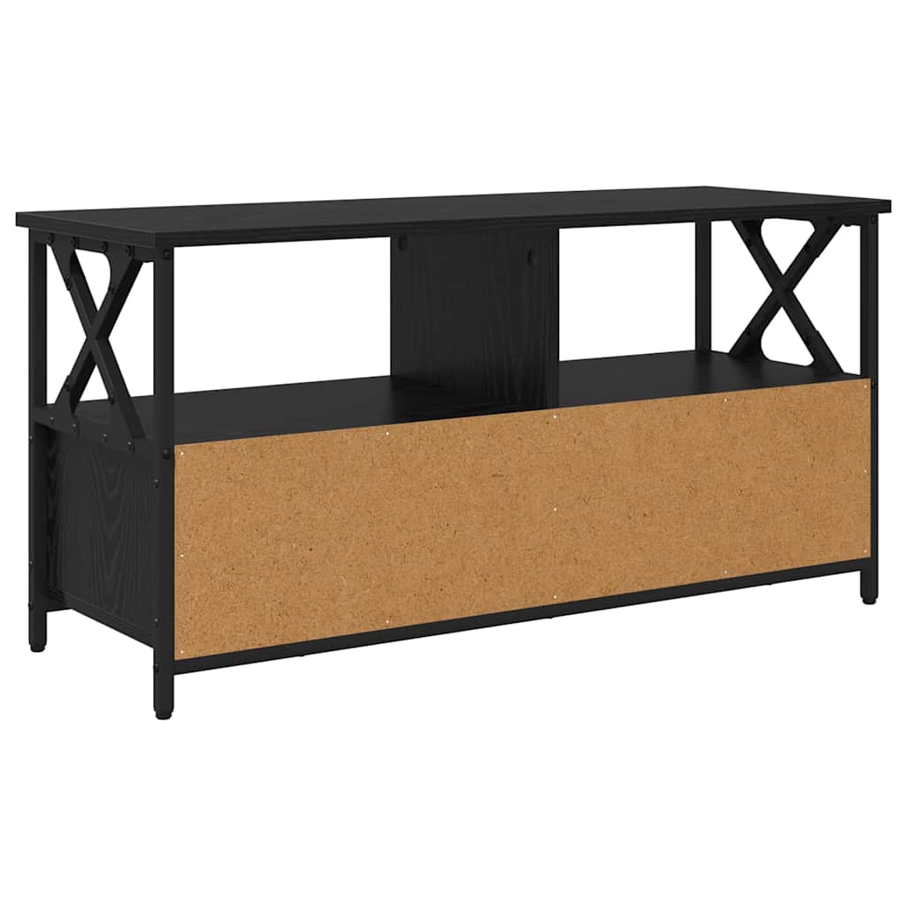 Cabinet TV Stejar Negru 90 x 33 x 45 cm Lemn ingineresc si otel — imaginea 8