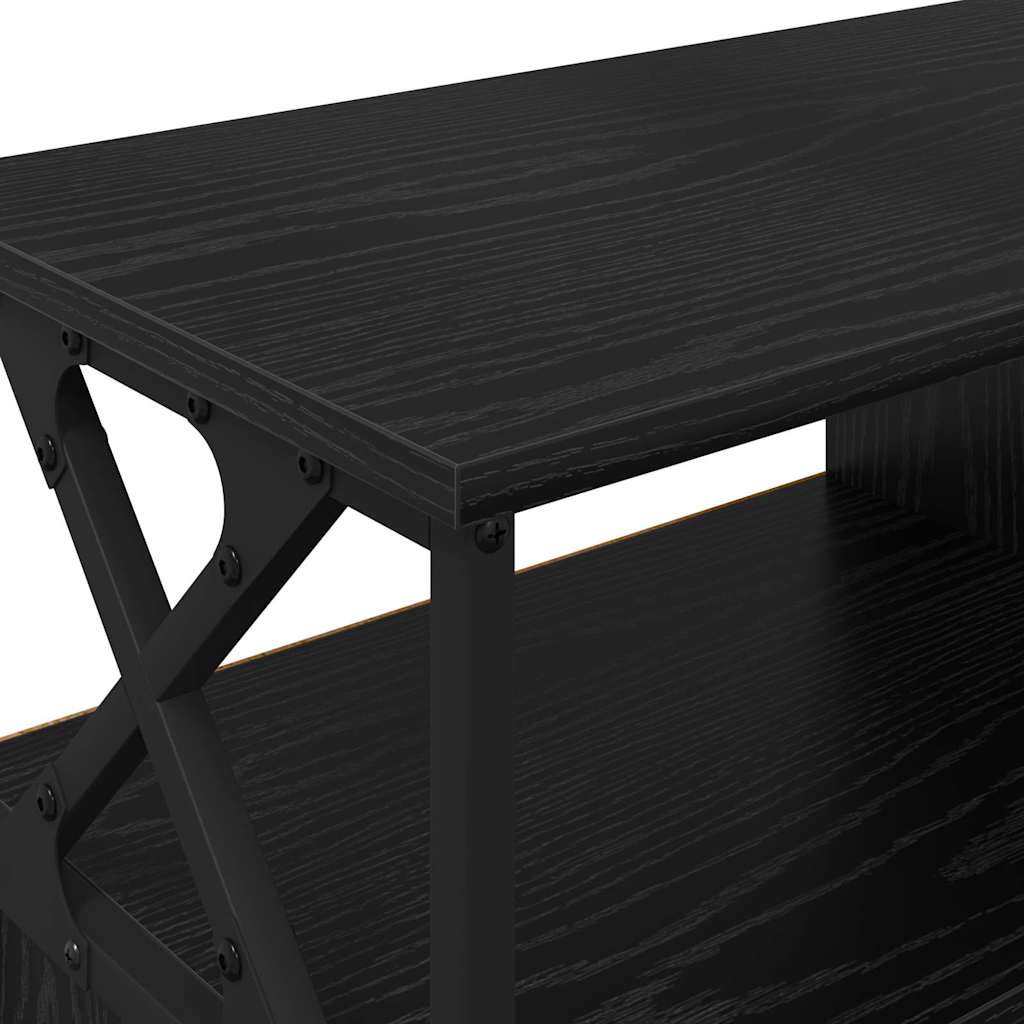 Cabinet TV Stejar Negru 90 x 33 x 45 cm Lemn ingineresc si otel — imaginea 9