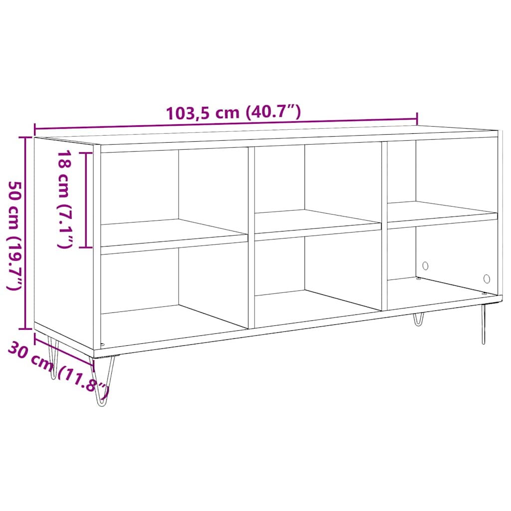 Cabinet TV Stejar Artizanal 103,5 x 30 x 50 cm Lemn compozit — imaginea 11