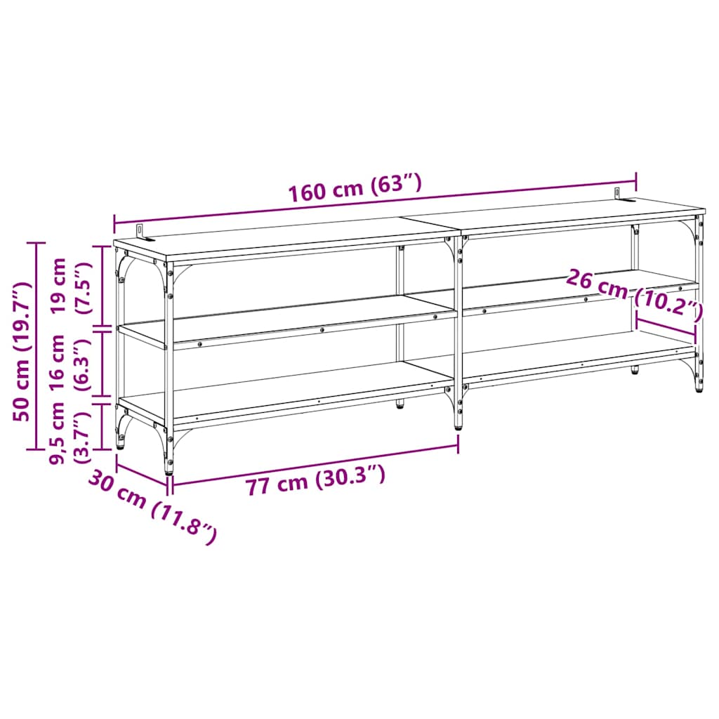 Cabinet TV Stejar Artizanal 160 x 30 x 50 cm — imaginea 11