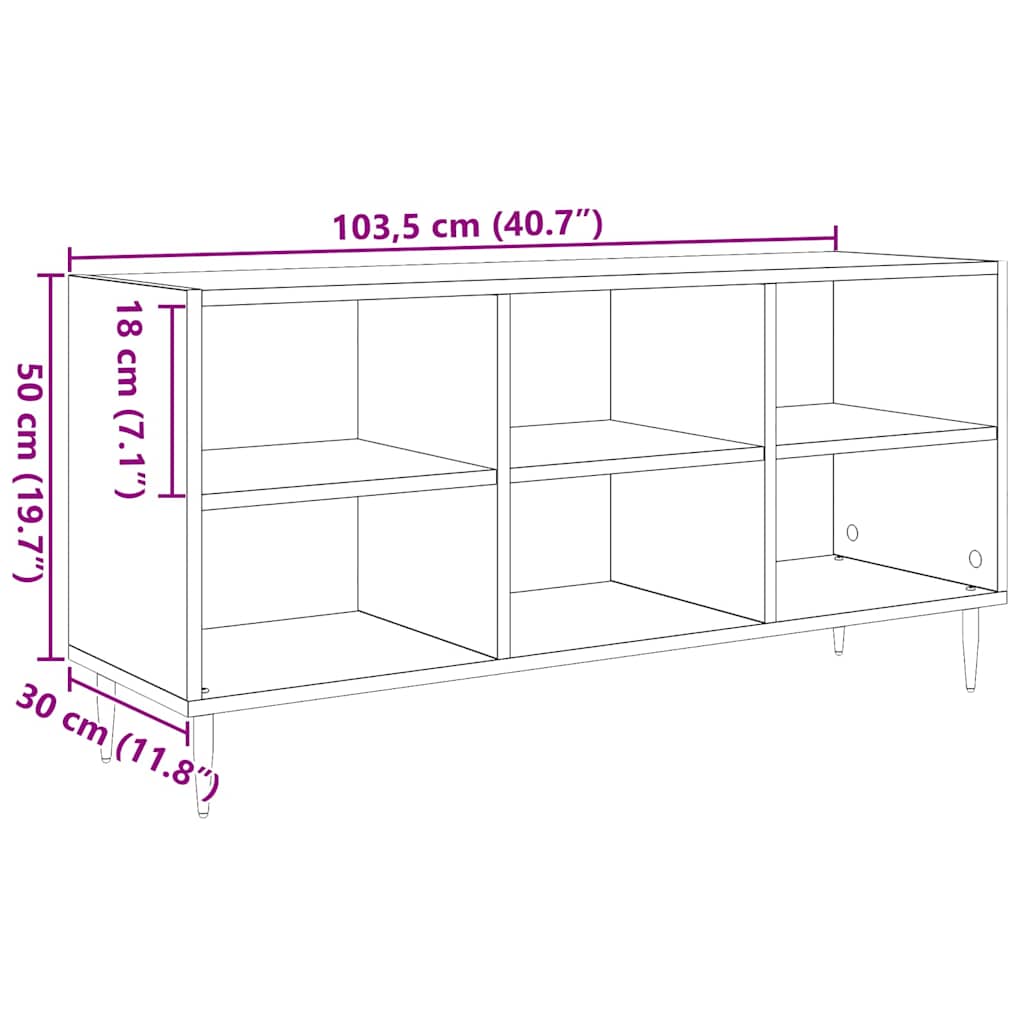 Cabinet TV Stejar Artizanal 103,5 x 30 x 50 cm Lemn compozit — imaginea 11