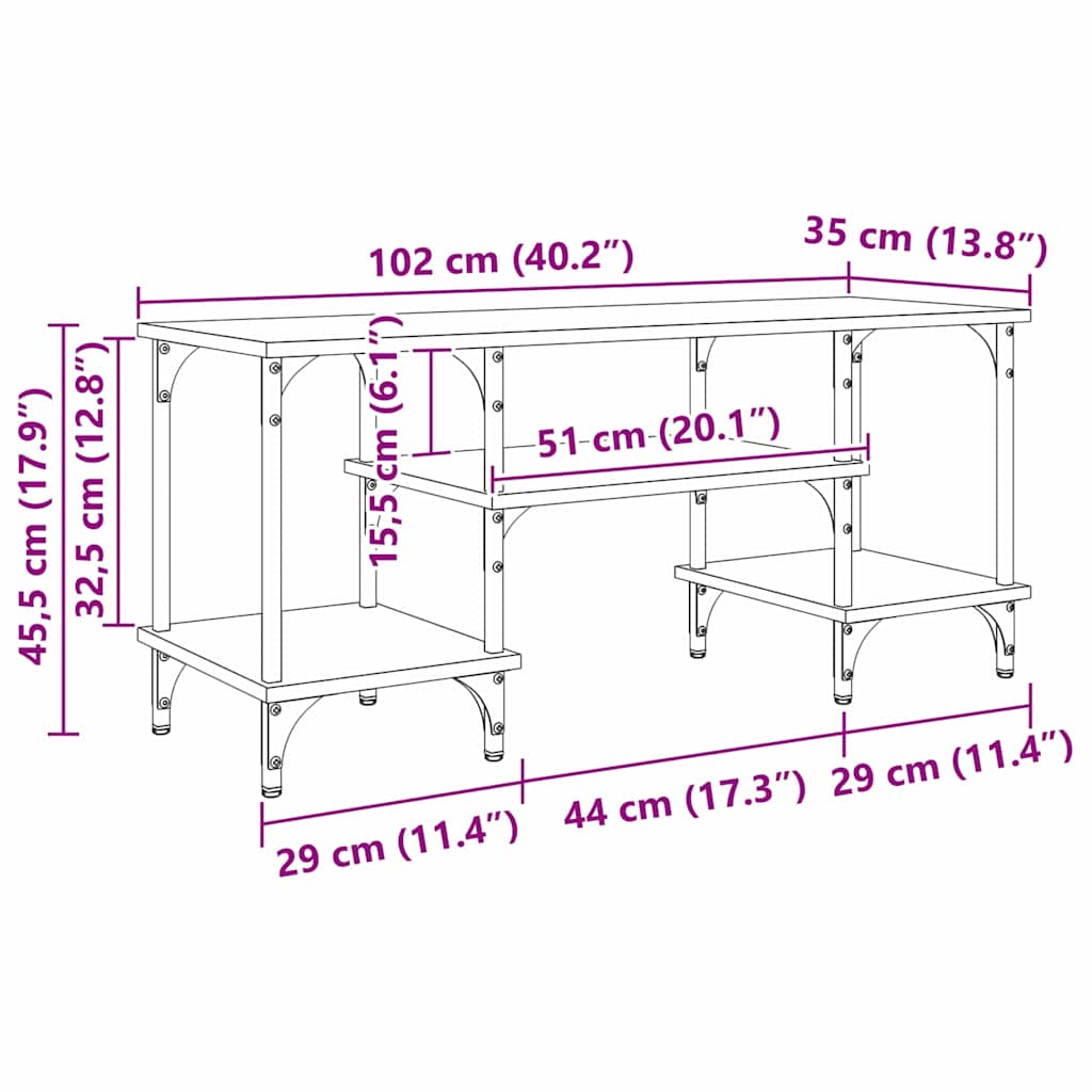 Cabinet TV Stejar Negru 102 x 35 x 45,5 cm — imaginea 11