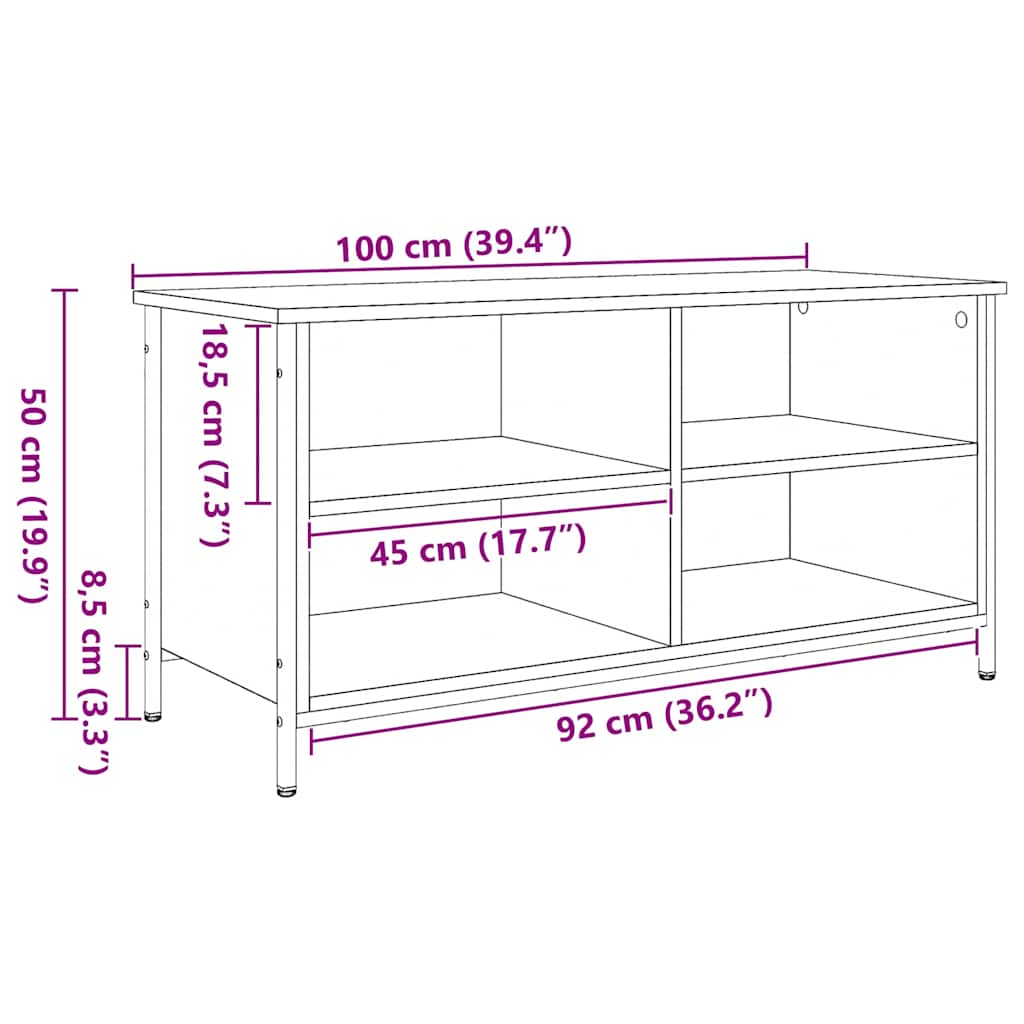 Cabinet TV Stejar Artizanal 100 x 40 x 50 cm Lemn compozit — imaginea 11