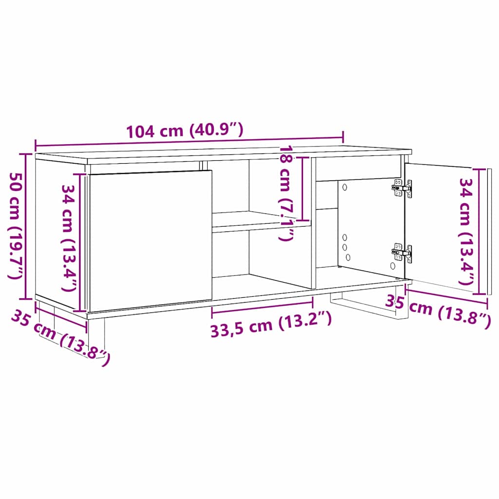 Cabinet TV Stejar Negru 104 x 35 x 50 cm Lemn compozit — imaginea 12
