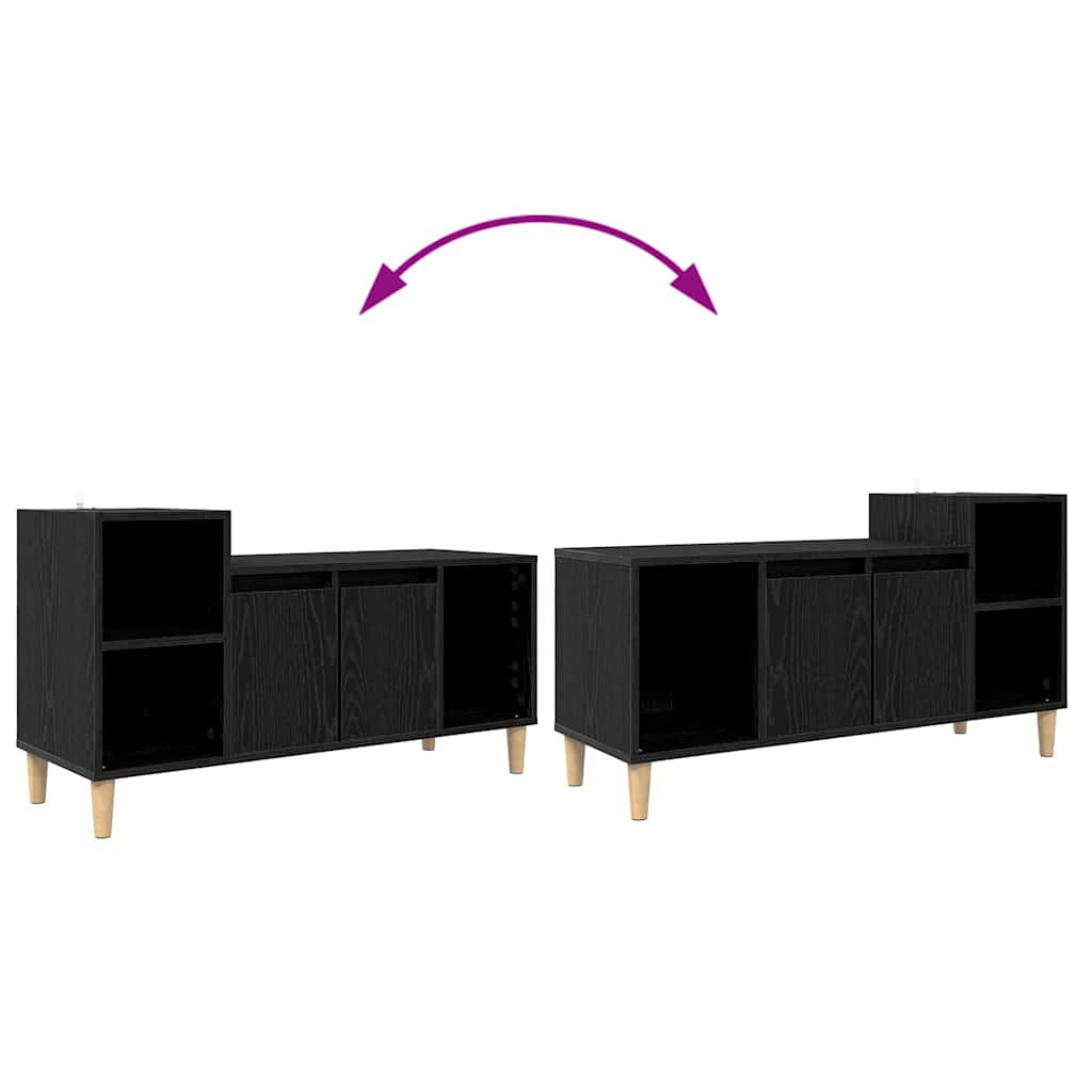 Cabinet TV Stejar Negru 100 x 35 x 55 cm Lemn compozit — imaginea 13
