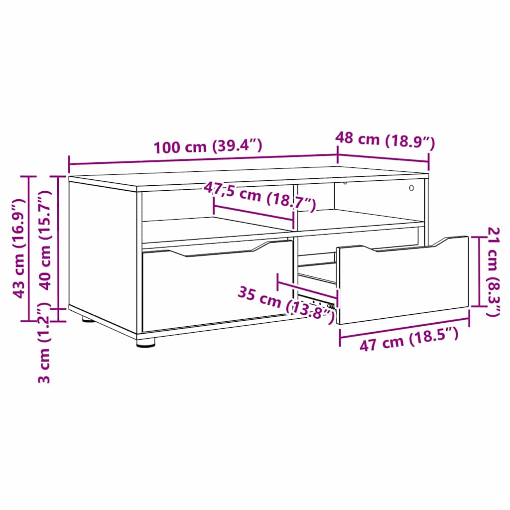 Cabinet TV Stejar fumuriu 100 x 48 x 43 cm Lemn compozit — imaginea 13