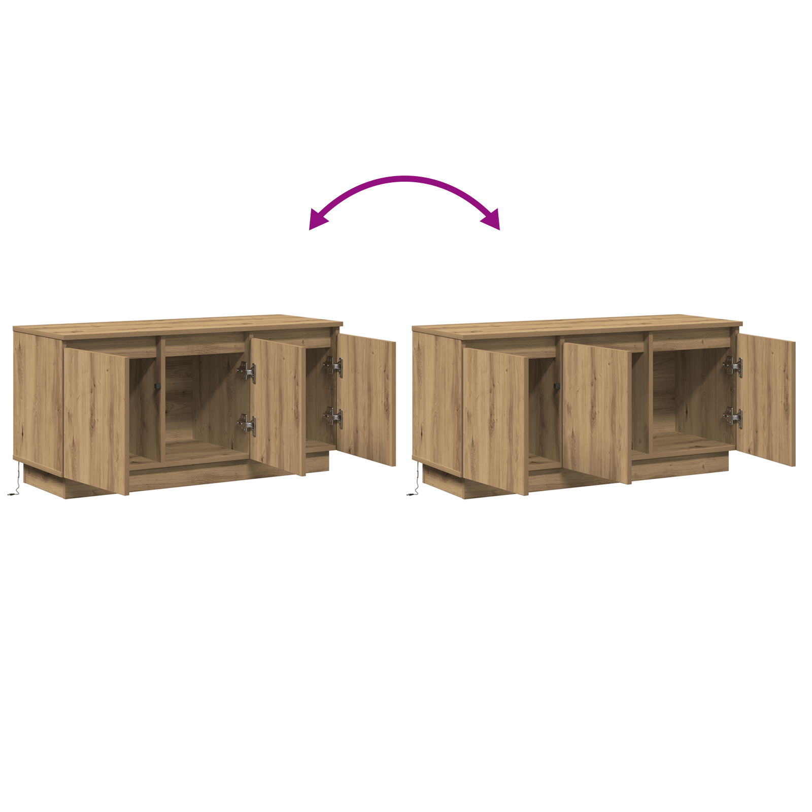 Cabinet TV Stejar Artisanal 100x38x49 cm Lemn Prelucrat — imaginea 13