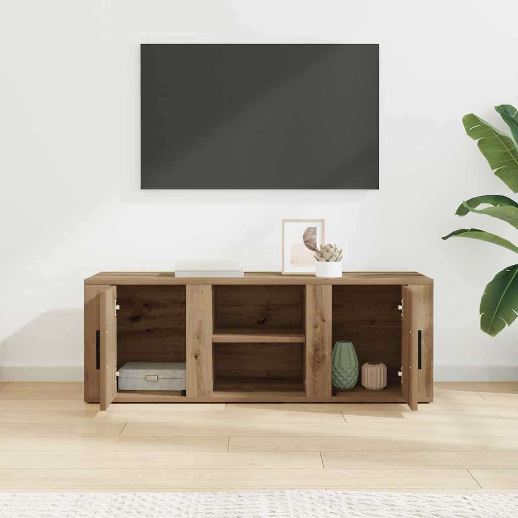 Cabinet TV Stejar Artizanal 100 x 31,5 x 35 cm Lemn compozit — imaginea 5