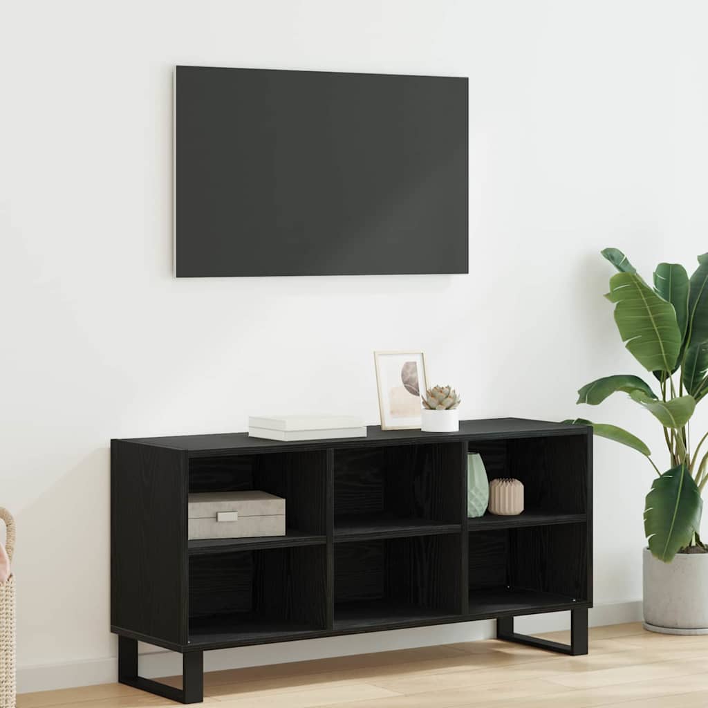 Cabinet TV Stejar Negru 103,5 x 30 x 50 cm Lemn compozit — imaginea 2