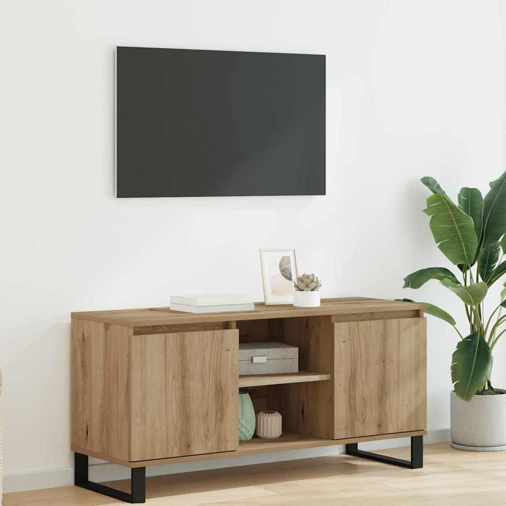 Cabinet TV Stejar Artizanal 104 x 35 x 50 cm Lemn compozit — imaginea 2