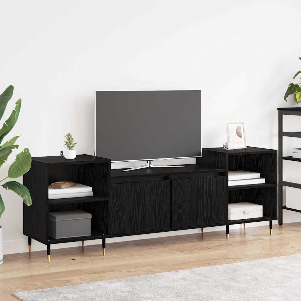Cabinet TV Stejar Negru 160 x 35 x 55 cm Lemn compozit — imaginea 2