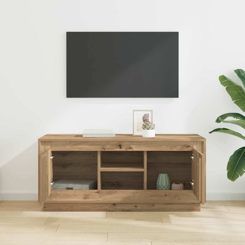 Cabinet TV Stejar Artizanal 102 x 35 x 45 cm Lemn compozit — imaginea 5