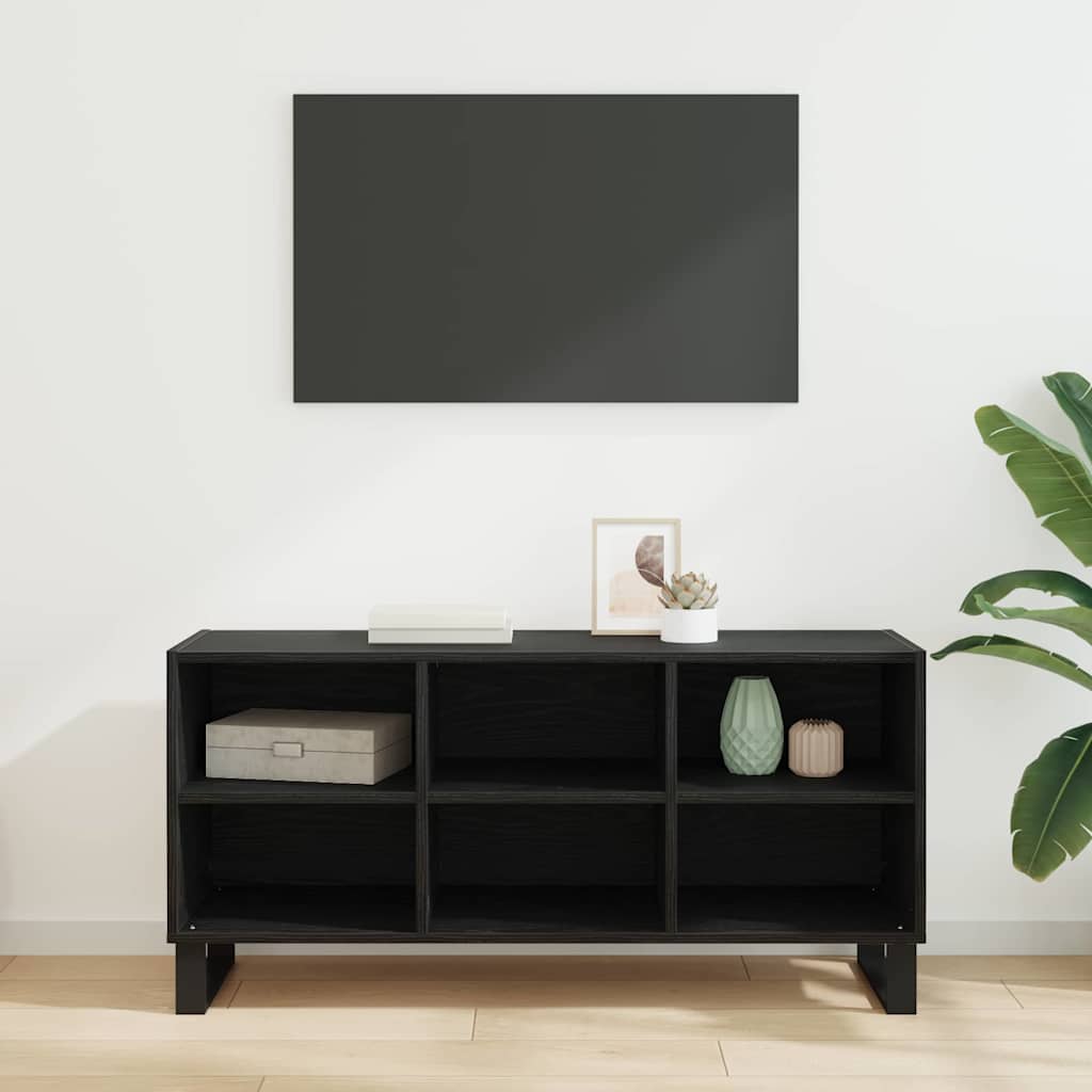 Cabinet TV Stejar Negru 103,5 x 30 x 50 cm Lemn compozit — imaginea 5