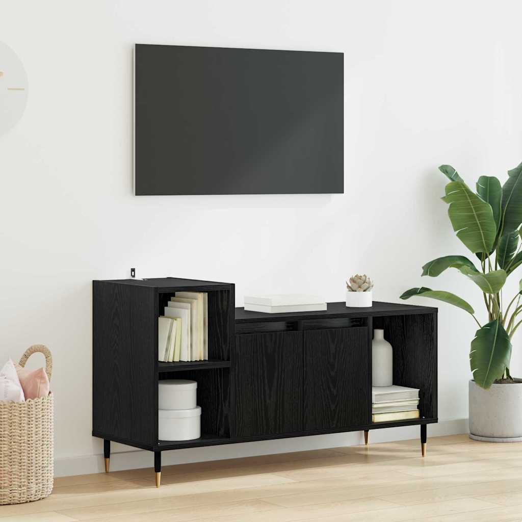 Cabinet TV Stejar Negru 100 x 35 x 55 cm Lemn compozit — imaginea 2