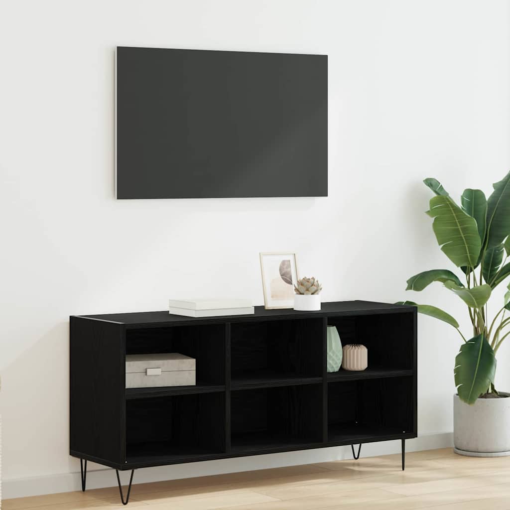 Cabinet TV Stejar Negru 103,5 x 30 x 50 cm Lemn compozit — imaginea 2