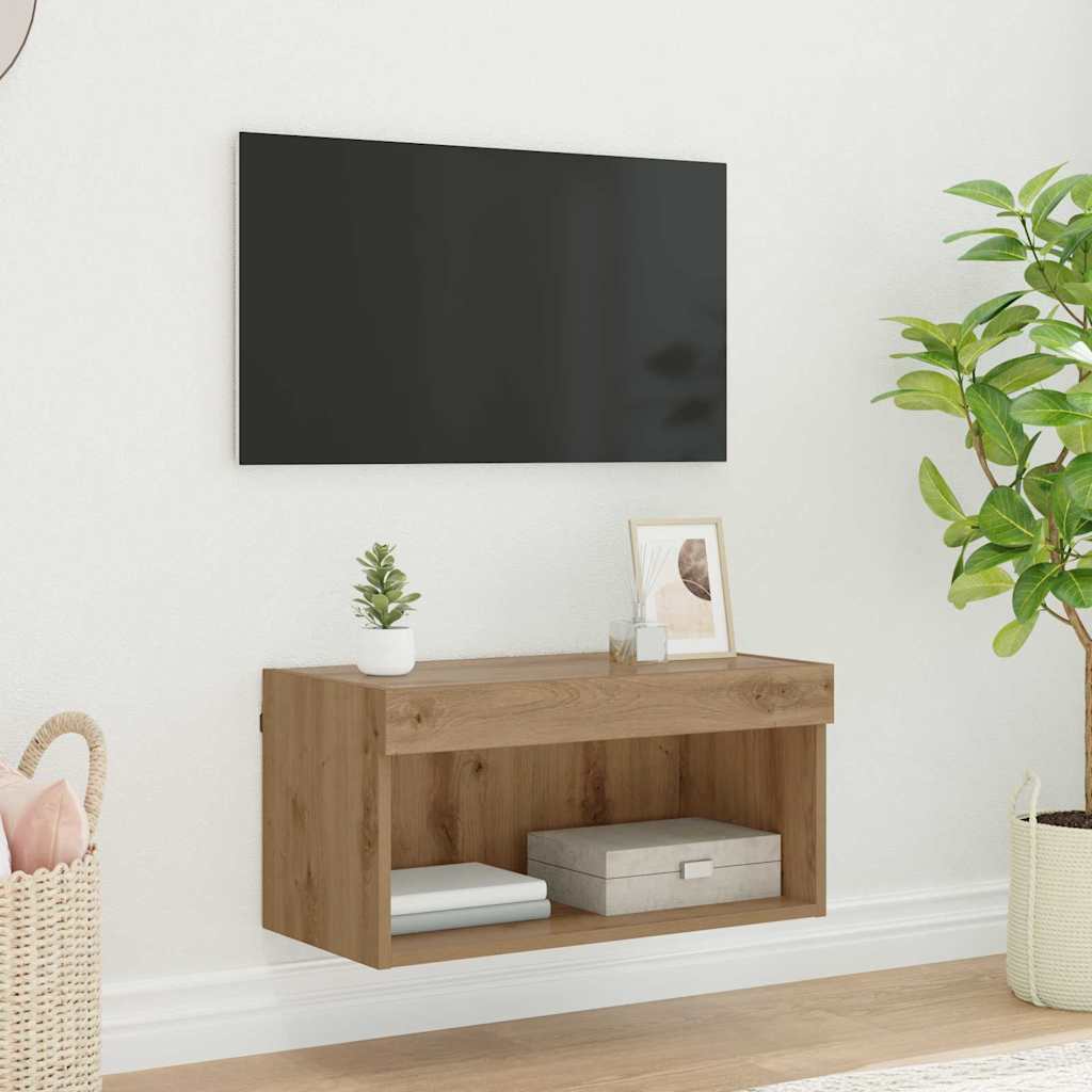 Cabinet TV Stejar Artizanal 60 x 30 x 30 cm Lemn compozit — imaginea 2