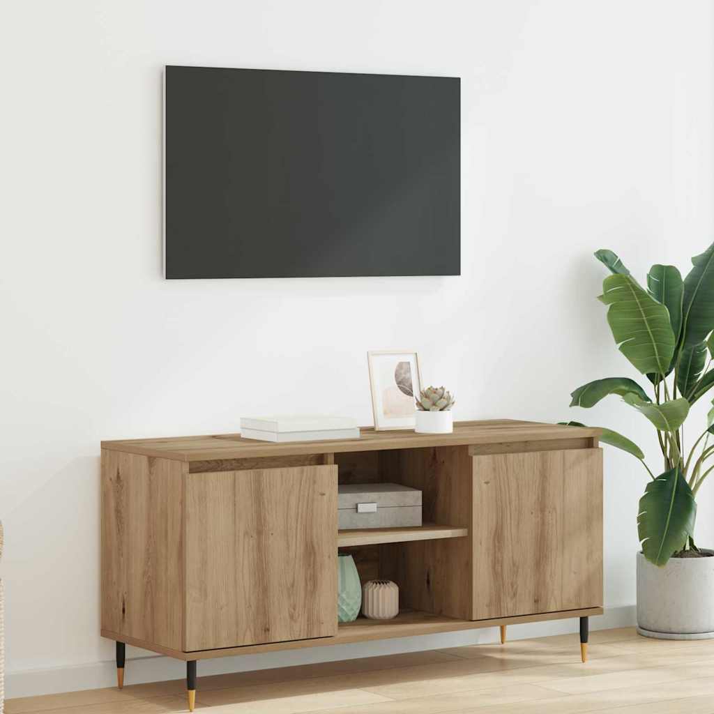 Cabinet TV Stejar Artizanal 104 x 35 x 50 cm Lemn compozit — imaginea 2