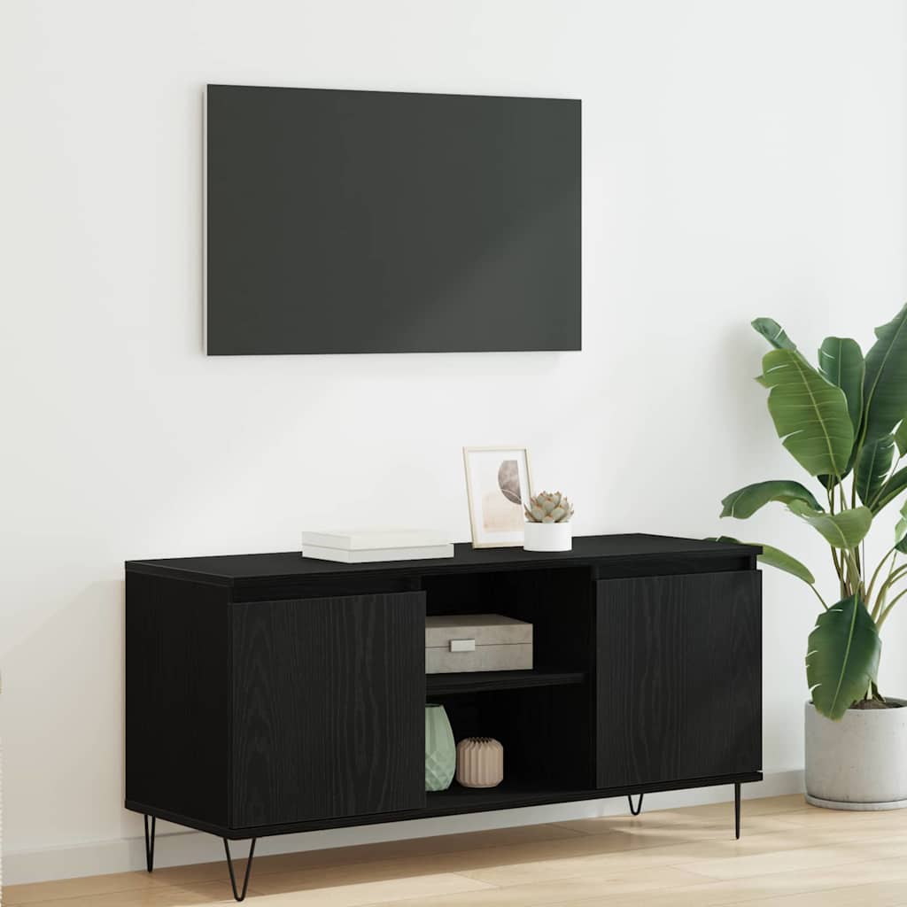 Cabinet TV Stejar Negru 104 x 35 x 50 cm Lemn compozit — imaginea 2