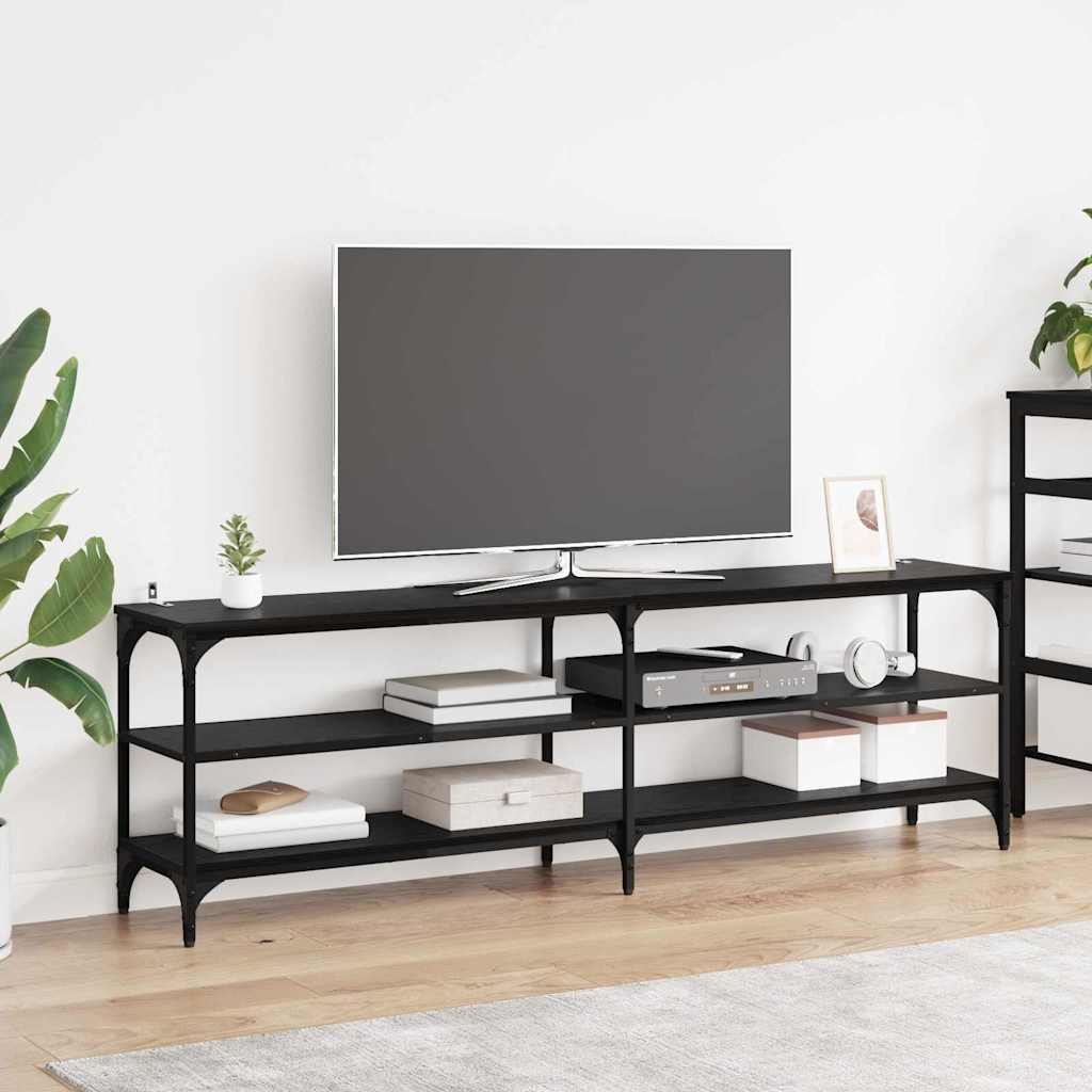 Cabinet TV Stejar Negru 160 x 30 x 50 cm — imaginea 2