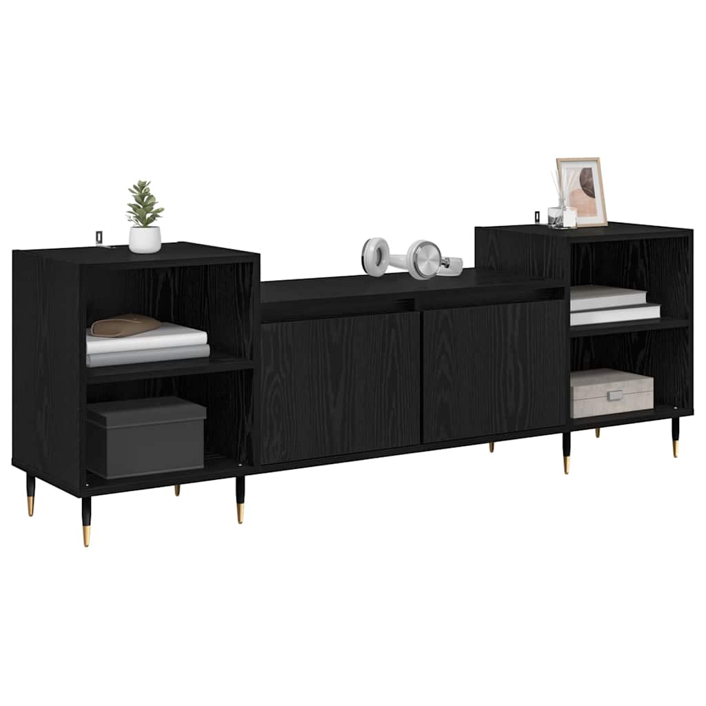 Cabinet TV Stejar Negru 160 x 35 x 55 cm Lemn compozit — imaginea 4