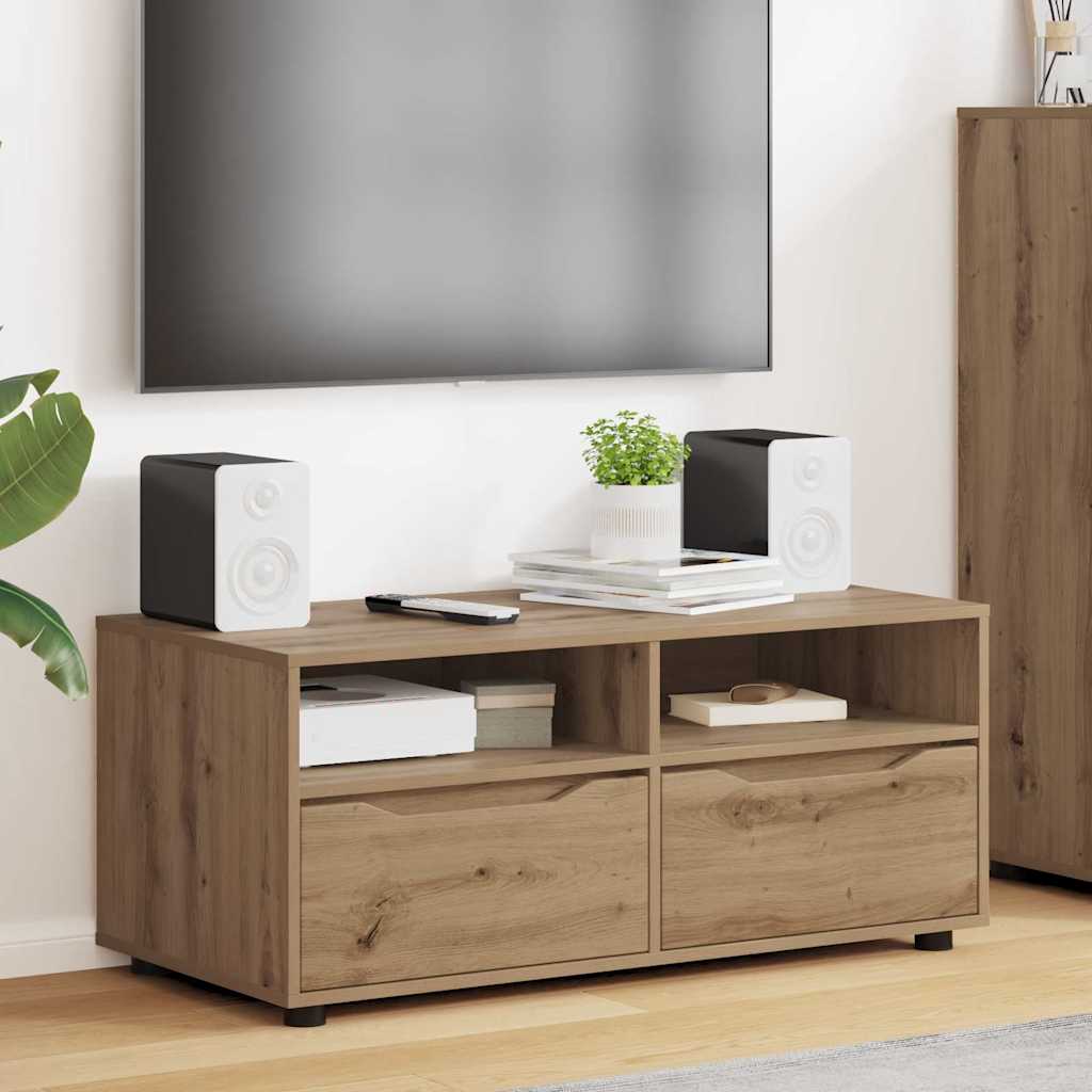 Cabinet TV Stejar Artizanal 100 x 48 x 43 cm Lemn compozit — imaginea 2