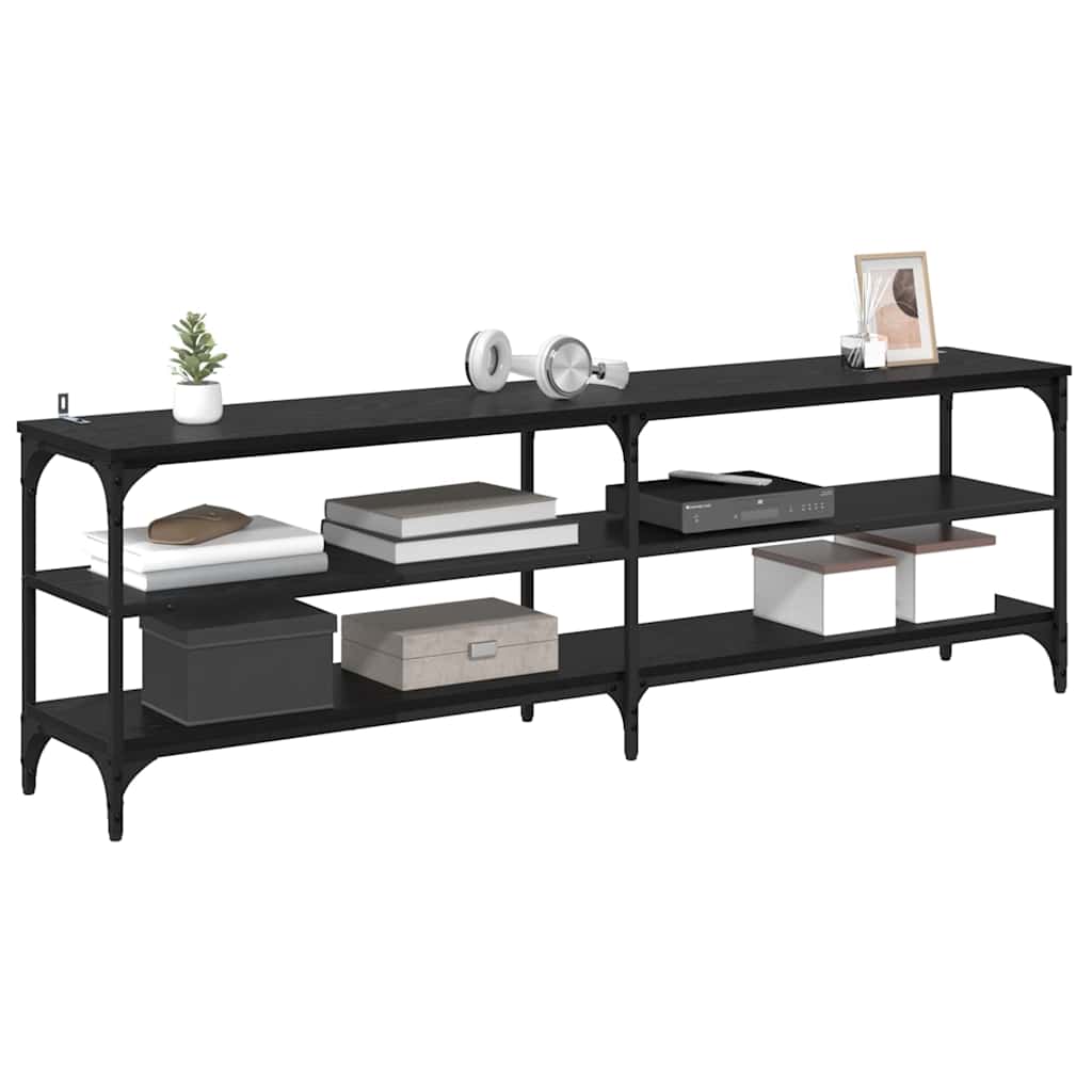 Cabinet TV Stejar Negru 160 x 30 x 50 cm — imaginea 4
