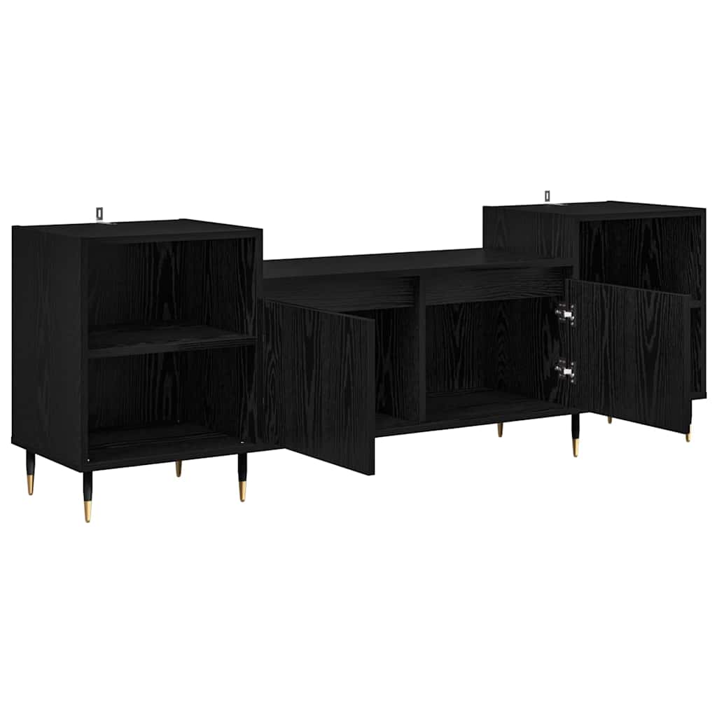 Cabinet TV Stejar Negru 160 x 35 x 55 cm Lemn compozit — imaginea 6