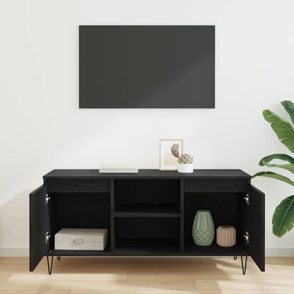 Cabinet TV Stejar Negru 104 x 35 x 50 cm Lemn compozit — imaginea 5