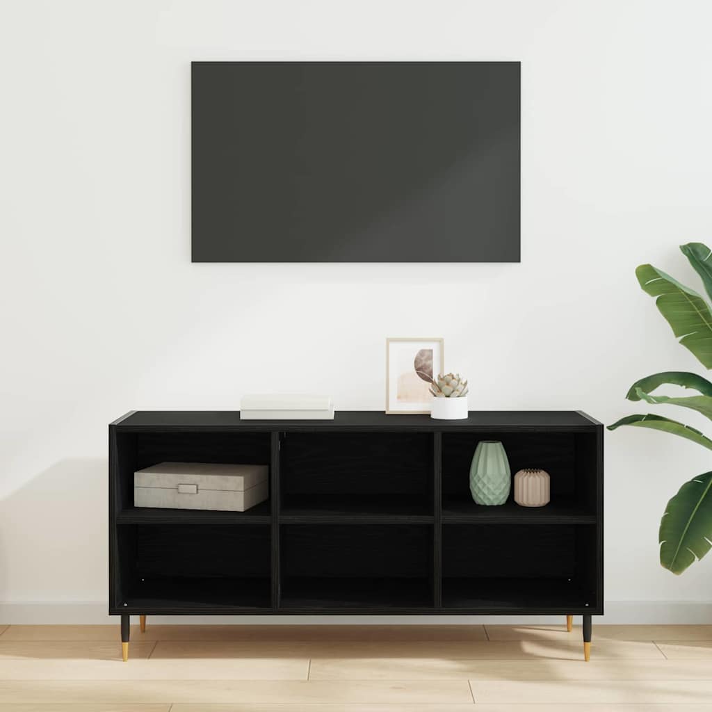Cabinet TV Stejar Negru 103,5 x 30 x 50 cm Lemn compozit — imaginea 5