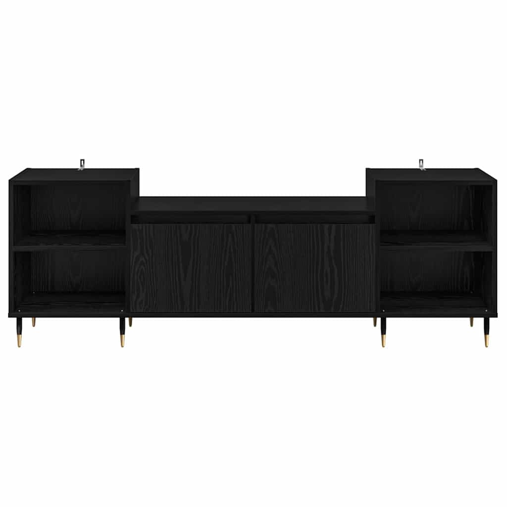 Cabinet TV Stejar Negru 160 x 35 x 55 cm Lemn compozit — imaginea 7