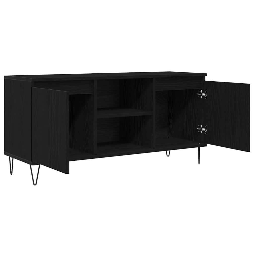 Cabinet TV Stejar Negru 104 x 35 x 50 cm Lemn compozit — imaginea 6