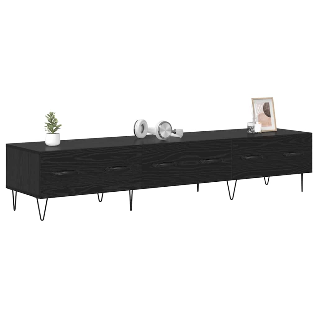 Cabinet TV Stejar negru 150 x 36 x 30 cm Lemn compozit — imaginea 4