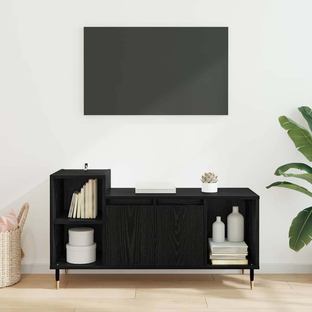 Cabinet TV Stejar Negru 100 x 35 x 55 cm Lemn compozit — imaginea 5