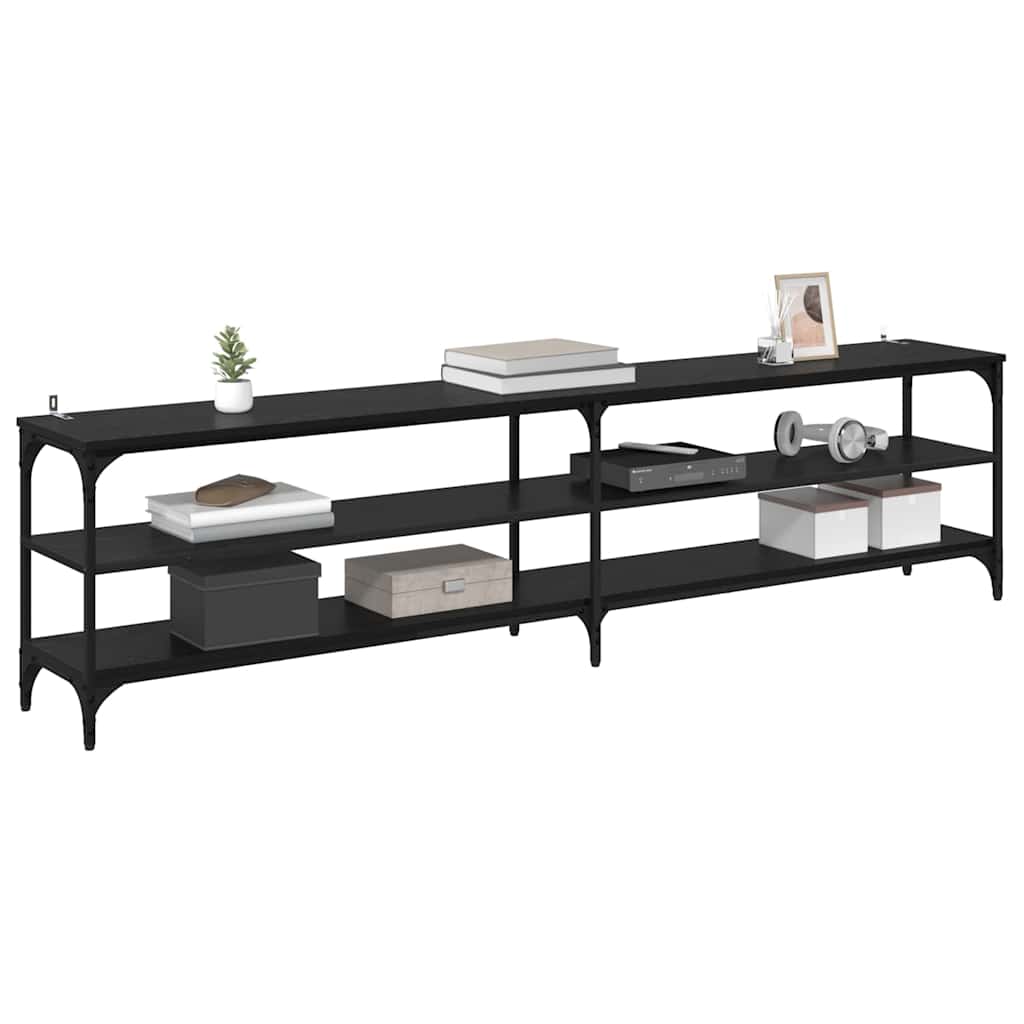 Cabinet TV Stejar Negru 200 x 30 x 50 cm — imaginea 4