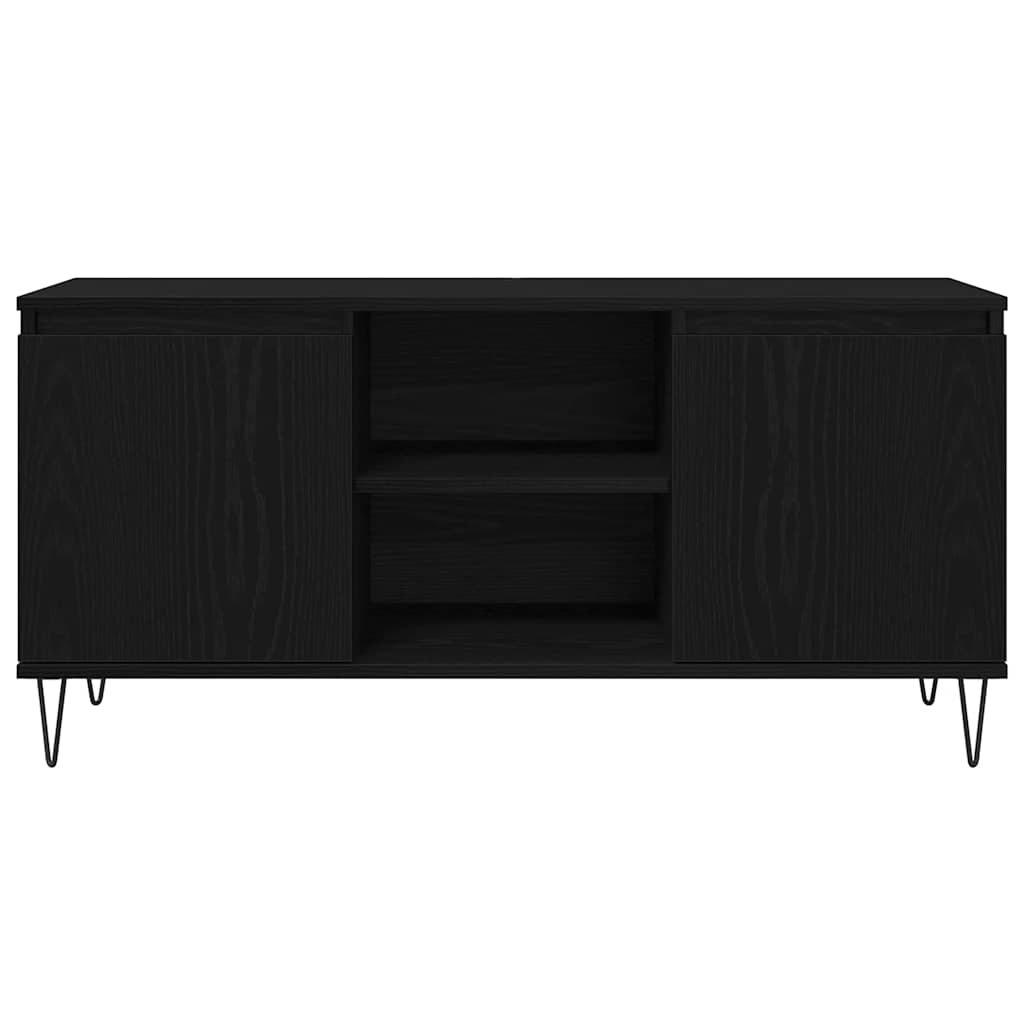 Cabinet TV Stejar Negru 104 x 35 x 50 cm Lemn compozit — imaginea 7