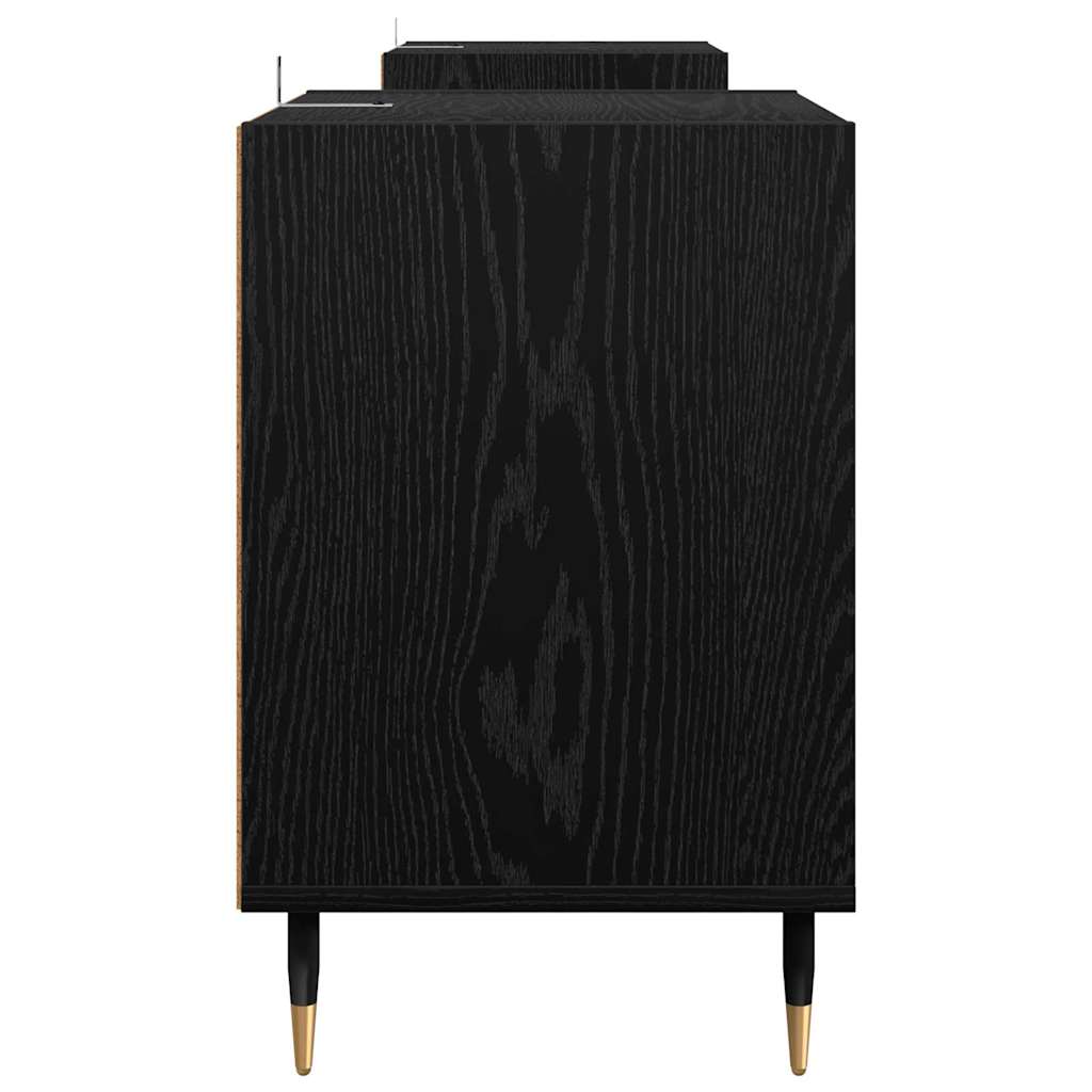 Cabinet TV Stejar Negru 160 x 35 x 55 cm Lemn compozit — imaginea 8