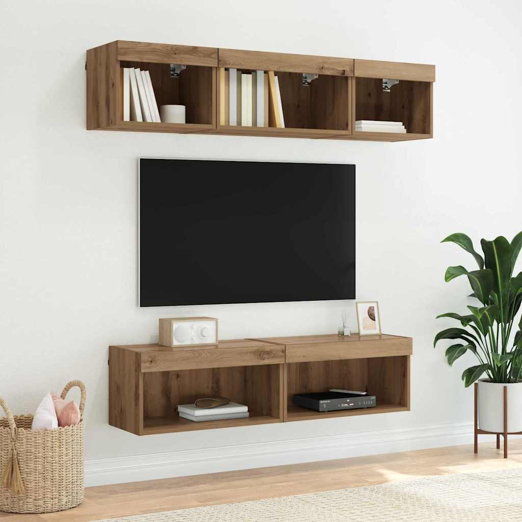 Cabinet TV Stejar Artizanal 60 x 30 x 30 cm Lemn compozit — imaginea 7