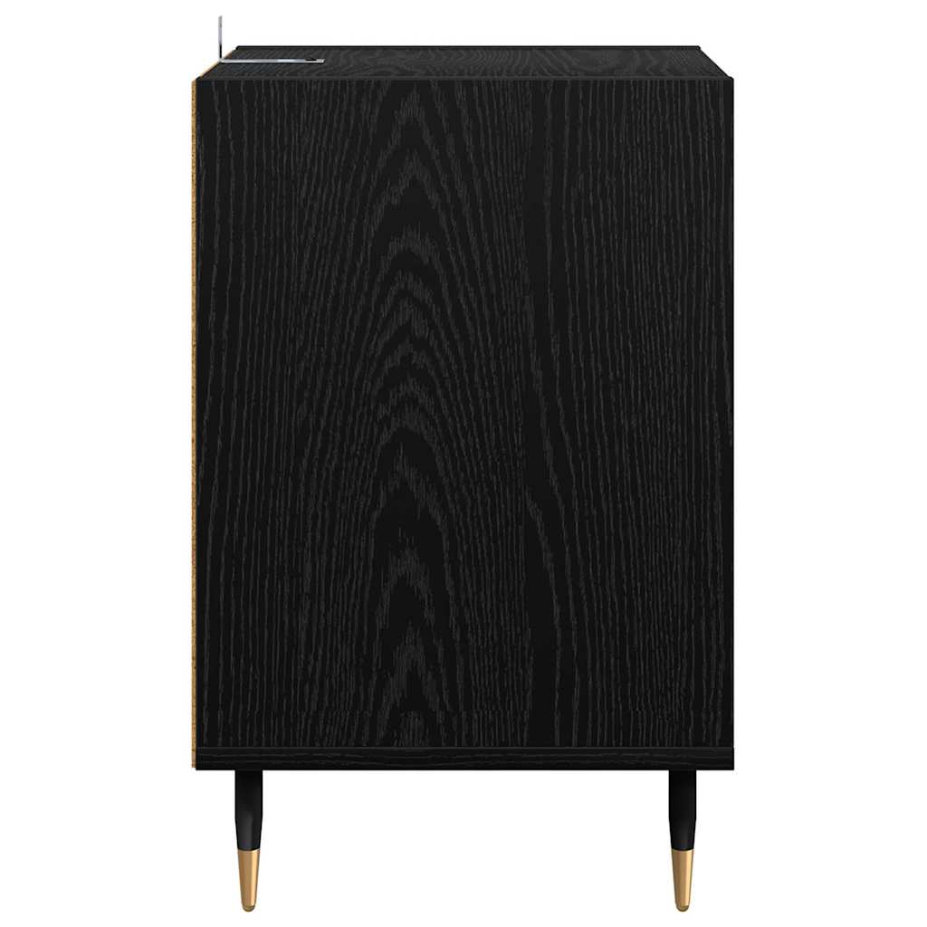 Cabinet TV Stejar Negru 100 x 35 x 55 cm Lemn compozit — imaginea 8