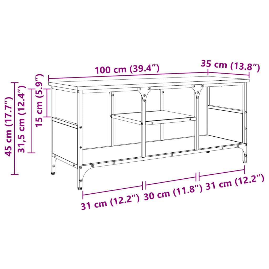 Cabinet TV Stejar Artizanal 100 x 35 x 45 cm — imaginea 11