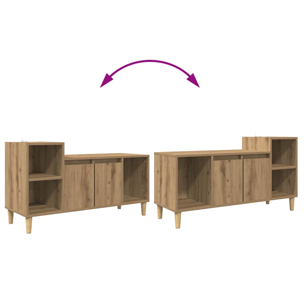 Cabinet TV Stejar Artizanal 100 x 35 x 55 cm Lemn compozit — imaginea 12