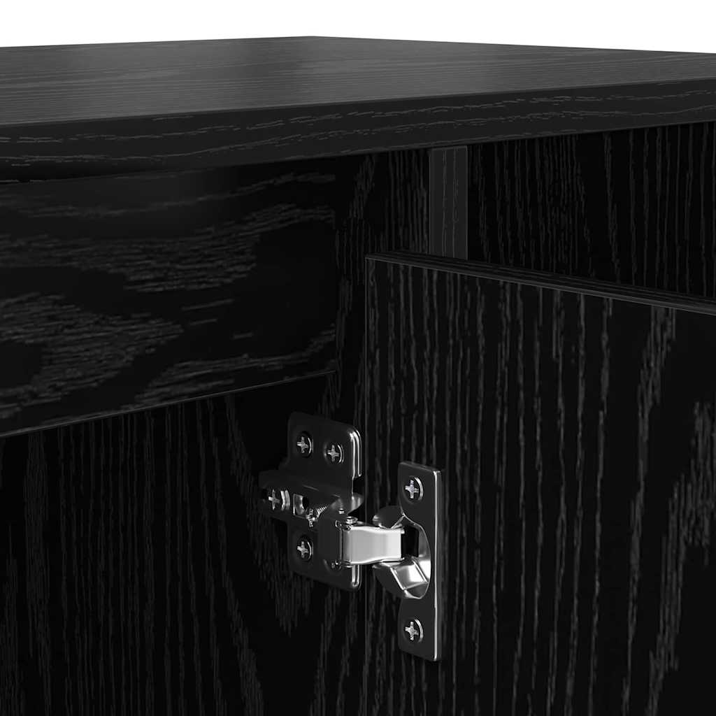 Cabinet TV Stejar Negru 100 x 35 x 55 cm Lemn compozit — imaginea 10