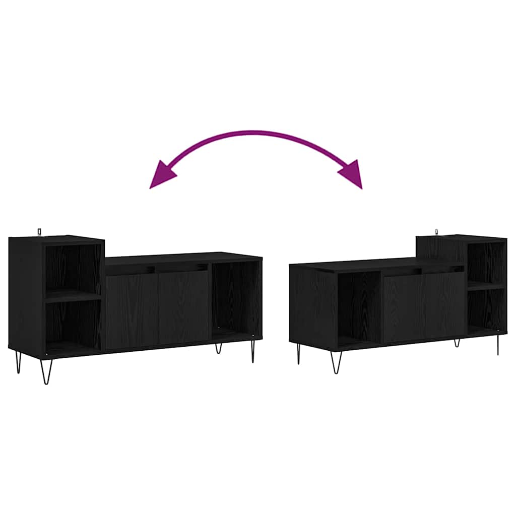 Cabinet TV Stejar Negru 100 x 35 x 55 cm Lemn compozit — imaginea 11