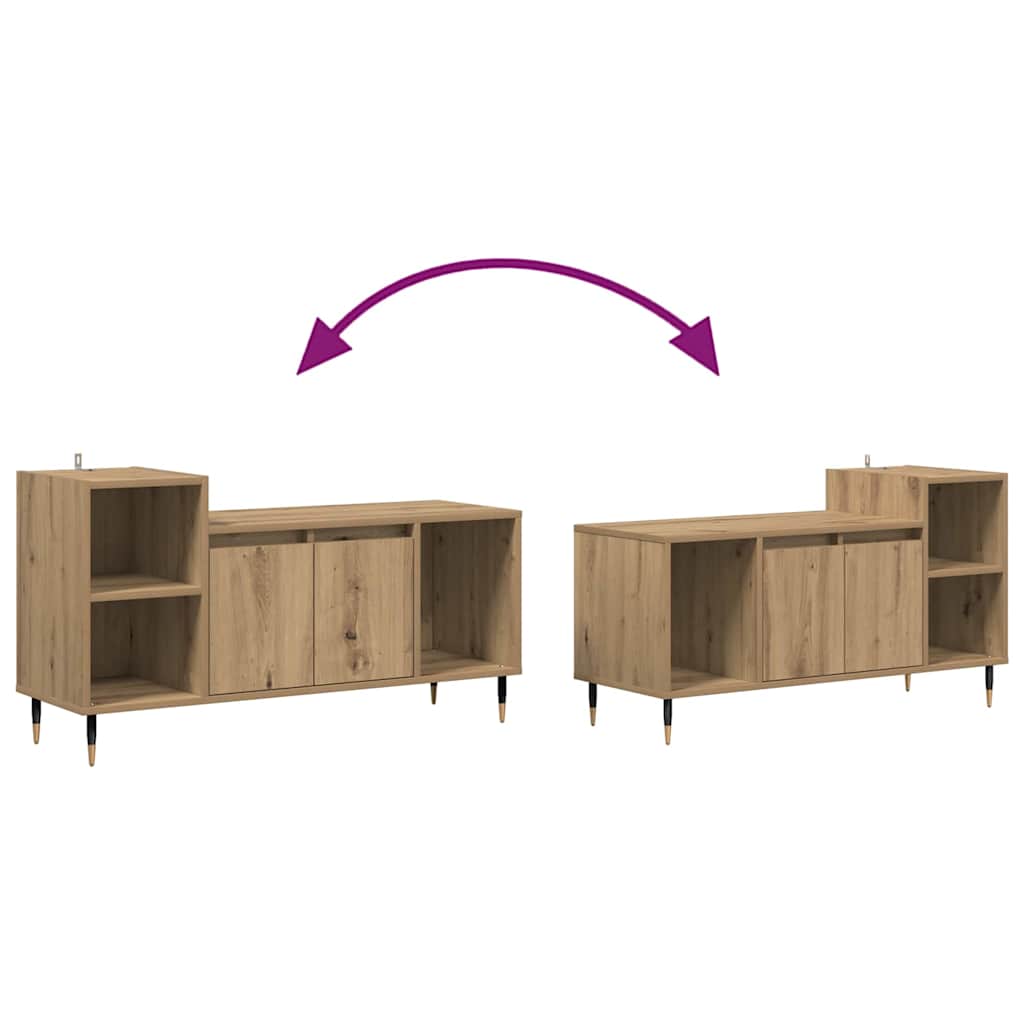 Cabinet TV Stejar Artizanal 100 x 35 x 55 cm Lemn compozit — imaginea 11