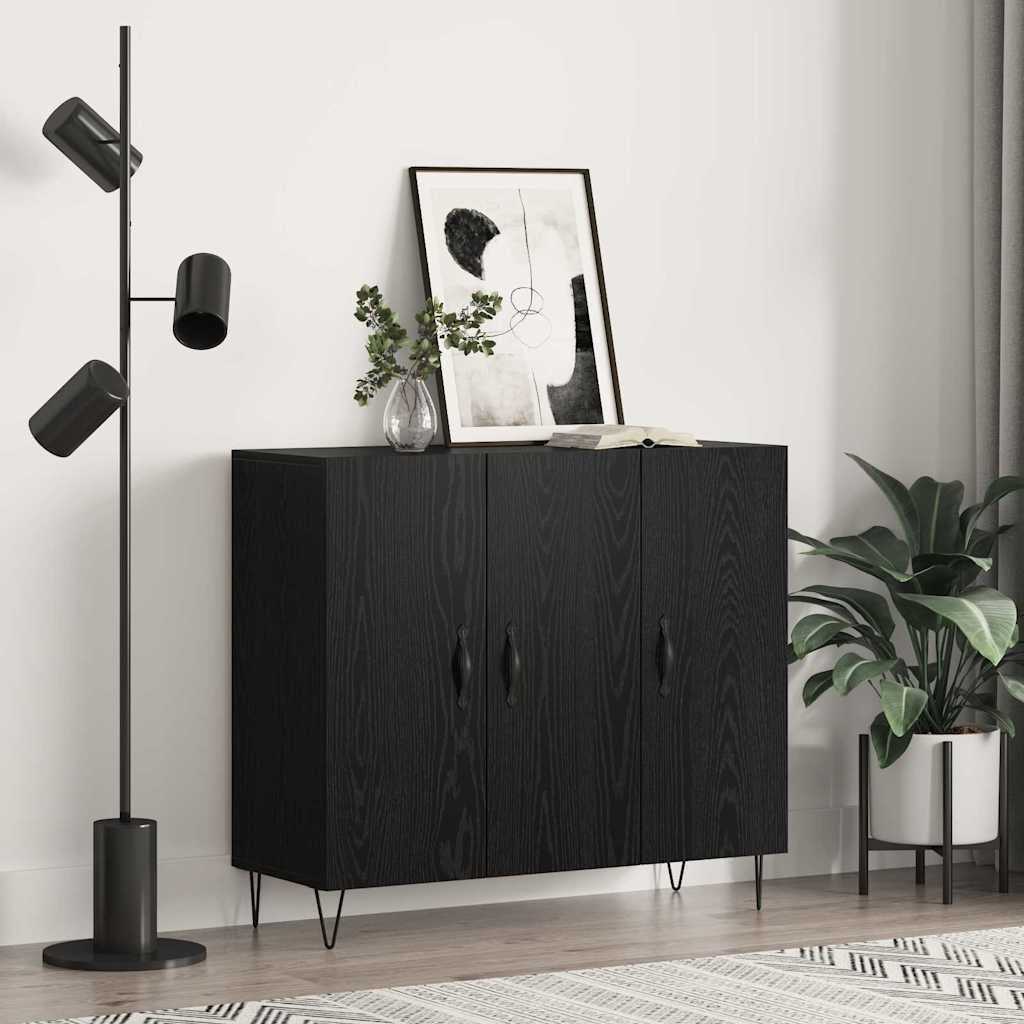 Bufet Stejar negru 90 x 34 x 80 cm Lemn compozit — imaginea 2