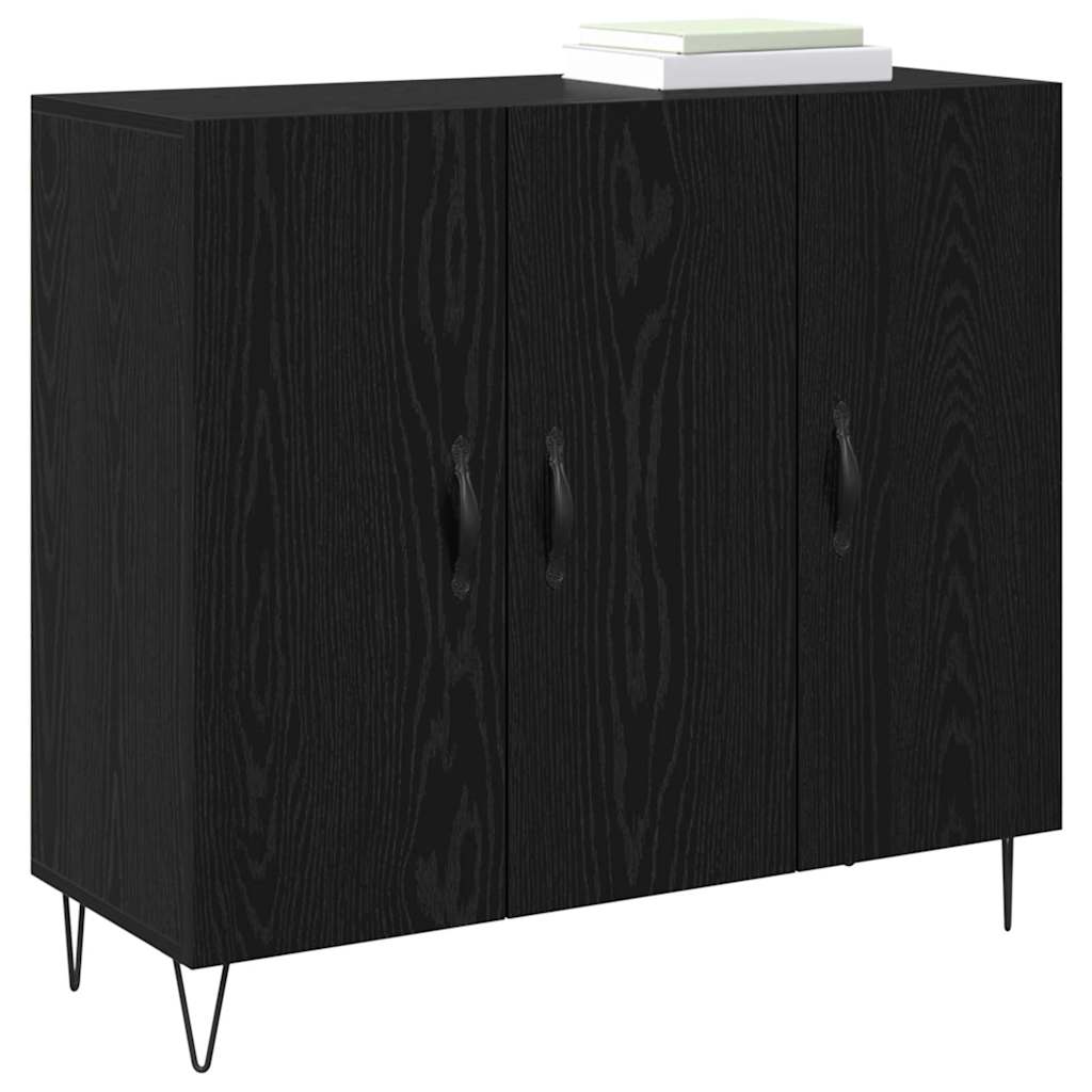 Bufet Stejar negru 90 x 34 x 80 cm Lemn compozit — imaginea 3