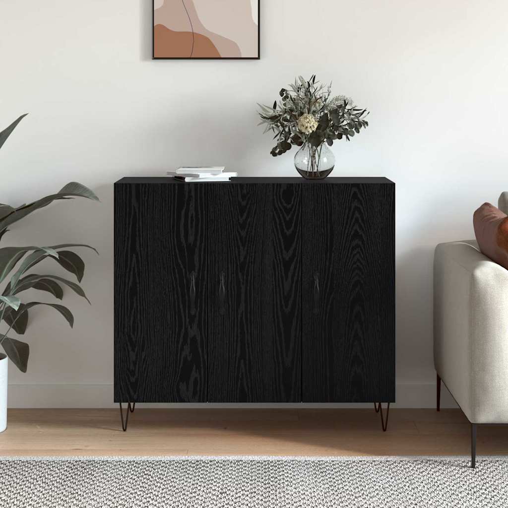 Bufet Stejar negru 90 x 34 x 80 cm Lemn compozit — imaginea 4