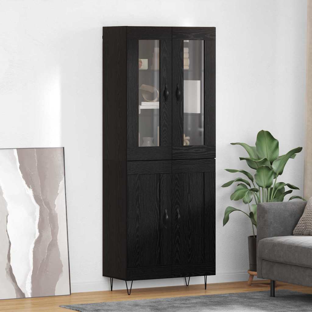 Bufet Stejar Negru 69,5 x 34 x 180 cm Lemn compozit — imaginea 2
